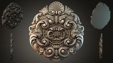 Round decor, rosettes Round panel with volutes and a sink 3d model