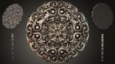 Round decor, rosettes Decorative rosette with baroque scrolls and spherical elements 3d model