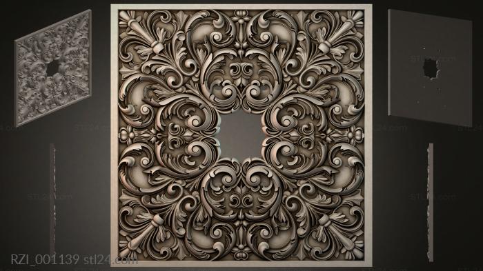 Panel with swirls and floral elements 3d STL model