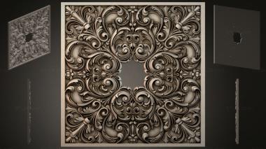 Round decor, rosettes Panel with swirls and floral elements 3d model