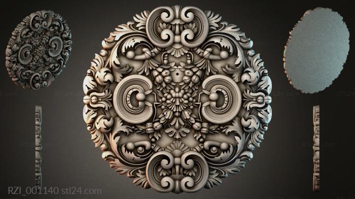 Round rosette with volutes and acanthus leaves 3d STL model