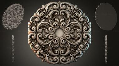 Round decor, rosettes Round rosette with curls and spirals 3d model