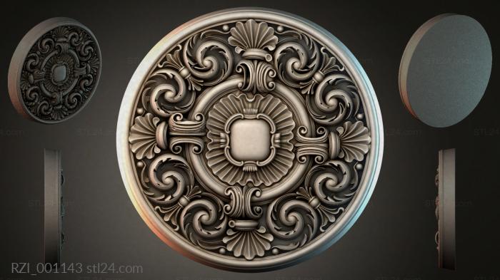 Round rosette with volutes and shells 3d STL model