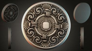 Round decor, rosettes Round rosette with volutes and shells 3d model