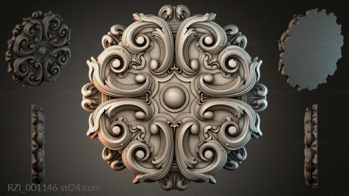 Volute cartouche with a central sphere 3d STL model