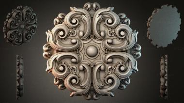 Round decor, rosettes Volute cartouche with a central sphere 3d model