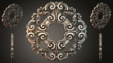 Round decor, rosettes Baroque ceiling medallion with volutes and spiral elements 3d model