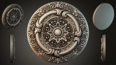 Round decor, rosettes Round rosette with climbing acanthus and a central sphere 3d model