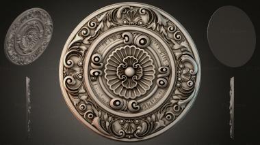 Round decor, rosettes Round rosette with fan-shaped center and acanthus scrolls 3d model