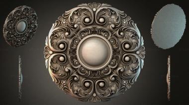 Round decor, rosettes Round rosette with swirls and a central sphere 3d model