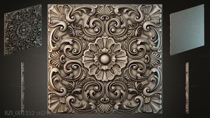 Panel with volutes and a floral medallion 3d STL model