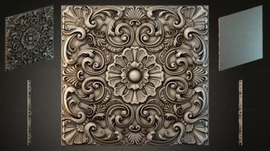 Round decor, rosettes Panel with volutes and a floral medallion 3d model