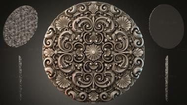 Round decor, rosettes Round rosette with scrolls and shells 3d model