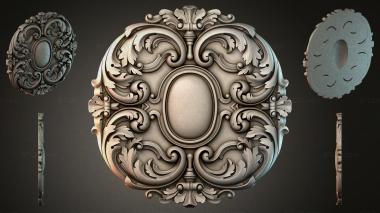 Round decor, rosettes Cartouche with oval medallion and acanthus scrolls 3d model