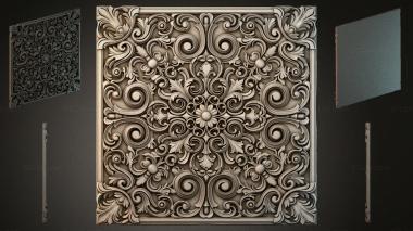 Round decor, rosettes Square panel with volutes and a floral center 3d model