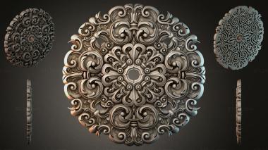 Round decor, rosettes Round panel with vortex spirals and petals 3d model