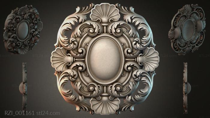 Cartouche with oval medallion and scrolls 3d STL model