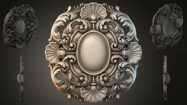 Round decor, rosettes Cartouche with oval medallion and scrolls 3d model