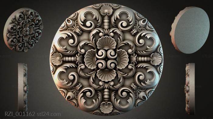 Round panel with acanthus and volutes in the classical style 3d STL model