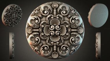 Round decor, rosettes Round panel with acanthus and volutes in the classical style 3d model