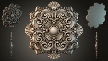 Round decor, rosettes Square overlay with volutes and a sphere 3d model