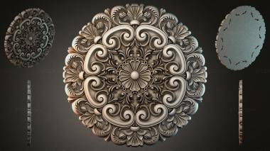 Round decor, rosettes Ceiling rosette with swirls and fan-shaped petals 3d model