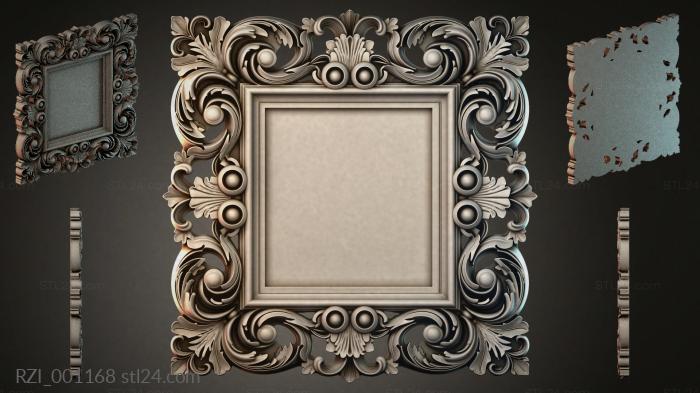 Square frame with volute corners and pearls 3d STL model