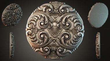 Round decor, rosettes Round rosette with volutes and shells in the Rocaille style 3d model