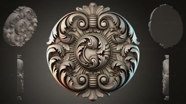Round decor, rosettes Round rosette with volutes and a central medallion 3d model