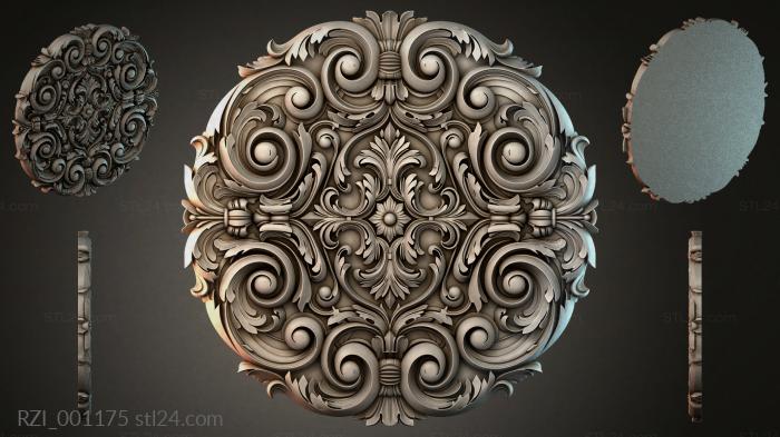 Round rosette with volutes and palmettes 3d STL model