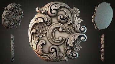Round decor, rosettes Cartouche with acanthus and volutes 3d model