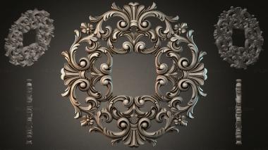 Round decor, rosettes Square baroque rosette with scrolls and plant motifs 3d model
