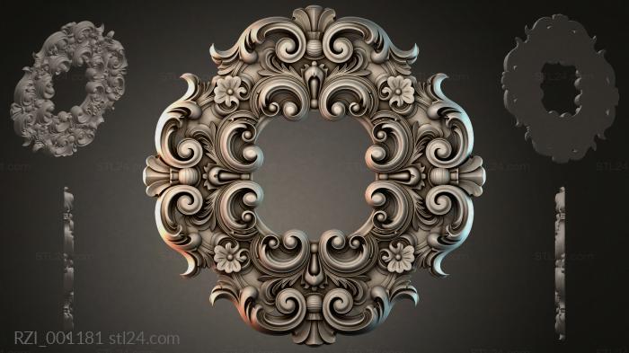 Square ornament with volutes and floral motifs 3d STL model