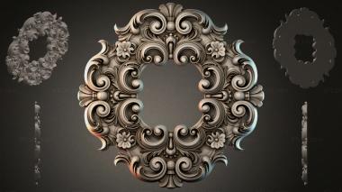 Round decor, rosettes Square ornament with volutes and floral motifs 3d model