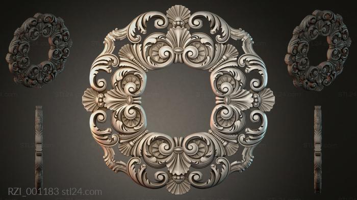 Carved Baroque ornament with volutes and shells 3d STL model
