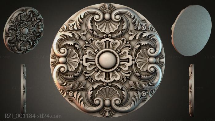 Round rosette with a central sphere and wavy leaves 3d STL model