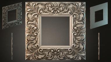 Round decor, rosettes Square frame with volutes and scrolls in the Renaissance style 3d model
