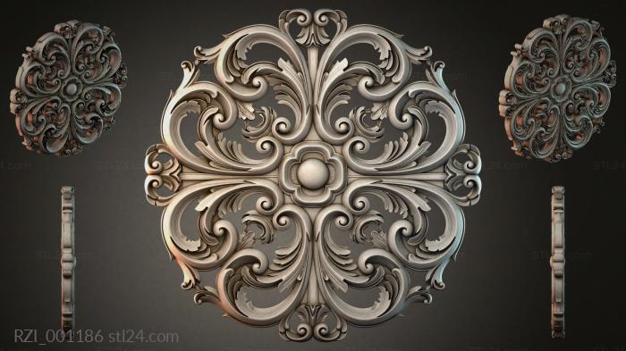 Baroque ornament with scrolls and a central sphere 3d STL model