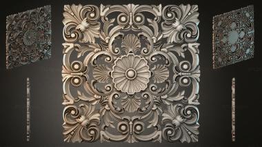 Round decor, rosettes Square overlay with scrolls and floral rosettes 3d model