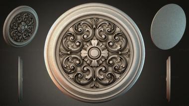 Round decor, rosettes Round rosette with volutes and a central flower 3d model