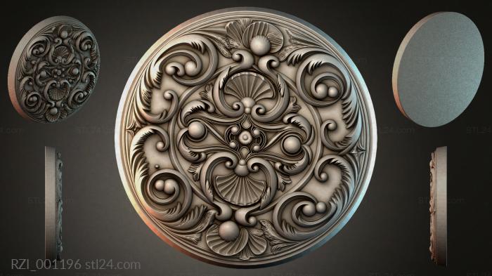 Round medallion with volutes and shells 3d STL model