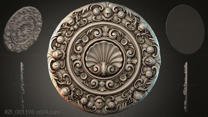 Round ceiling rose with basin and volutes 3d STL model
