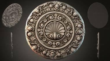 Round decor, rosettes Round ceiling rose with basin and volutes 3d model