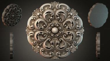 Round decor, rosettes Volute rosette with central sphere 3d model