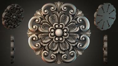 Round decor, rosettes Cartouche with volutes and a central sphere 3d model