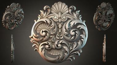 Round decor, rosettes Vignette with scrolls and shells 3d model