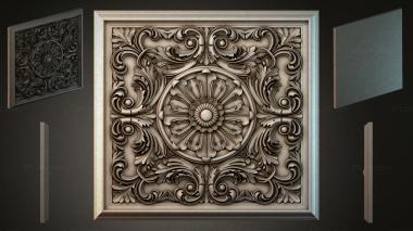Round decor, rosettes Panel with a classic medallion and acanthus scrolls 3d model