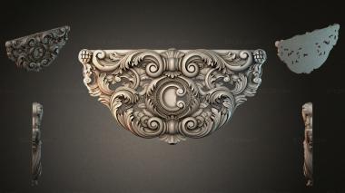 Round decor, rosettes Ceiling cornice with volutes and a central rosette 3d model