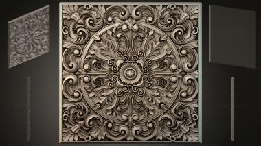 Round decor, rosettes Panel with symmetrical curls and a central rosette 3d model