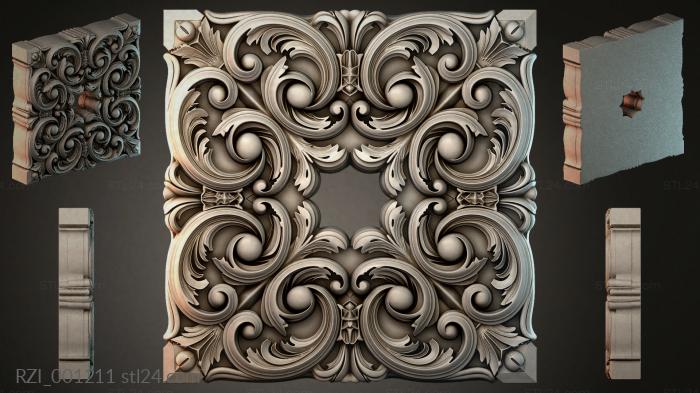 Decorative panel with volutes and spirals 3d STL model